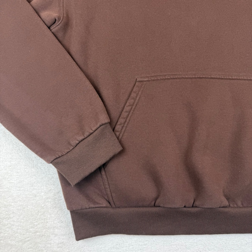 Comfrt Hoodie Chocolate Brown Heavyweight Fleece Pullover Mens L Puff Logo - Picture 5 of 15